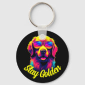 Neon Golden Retriever Sleutelhanger (Voorkant)