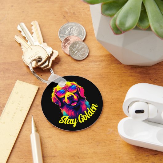 Neon Golden Retriever Sleutelhanger (Bureau)