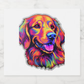 Neon Golden Retriever Sparkling Wijnetiket (Enkel label)