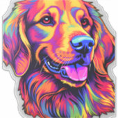 Neon Golden Retriever Sticker (Voorkant)