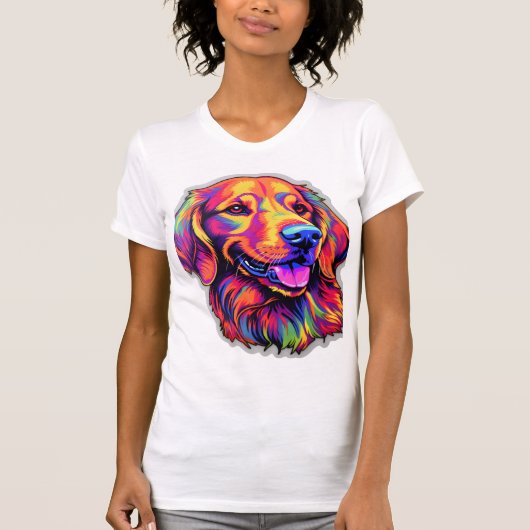 Neon Golden Retriever T-shirt (Voorkant)
