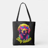 Neon Golden Retriever Tote Bag (Achterkant)