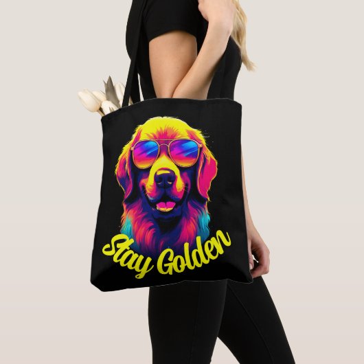Neon Golden Retriever Tote Bag (Dichtbij)