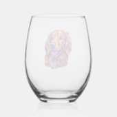 Neon Golden Retriever Wijnglas Zonder Voet (Achterkant)