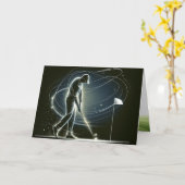 Neon Golfer zet de bal voor verjaardag Kaart (Gele Bloem)