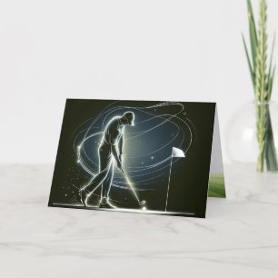 Neon Golfer zet de bal voor verjaardag Kaart