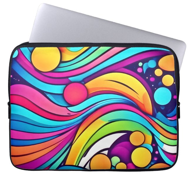 Neon Golven Trillende Kosmos Laptop Sleeve (Voorkant)