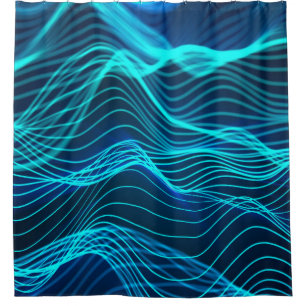 Neon golven van talrijke abstracte lijnen en rijen douchegordijn