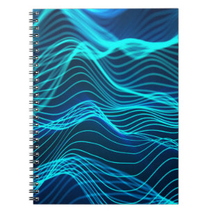 Neon golven van talrijke abstracte lijnen en rijen notitieboek