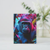 Neon Gorilla Briefkaart (Staand voorkant)