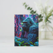 Neon Gorilla Briefkaart (Staand voorkant)