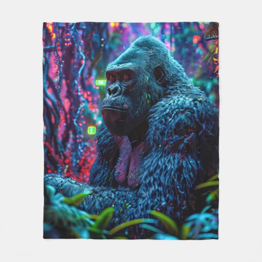 Neon Gorilla Fleece Deken (Voorkant)