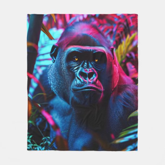 Neon Gorilla Fleece Deken (Voorkant)
