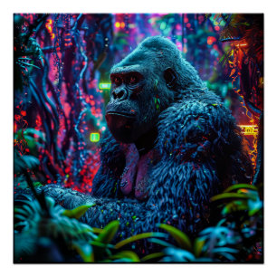 Neon Gorilla Perfect Poster