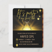 Neon Goud Licht Digitale Feest e-invite Sjabloon, Kaart (Voorkant)