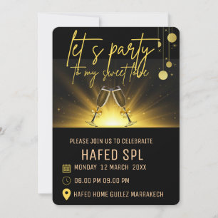 Neon Goud Licht Digitale Feest Uitnodiging Templat