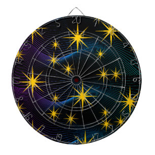 Neon Gouden Sterren Kosmisch Golf Dartbord Design