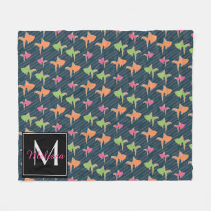 Neon Goudvis Kleurrijk Fun Monogram Aangepaste Naa Fleece Deken