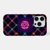 Neon Gradiënt Aangepast Monogram iPhone hoesje 15 Pro Case (Achterkant horizontaal)