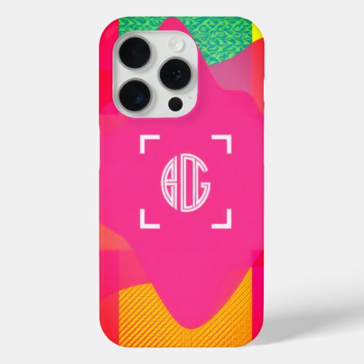 Neon Gradient Custom Monogram iPhone Case (Achterkant)