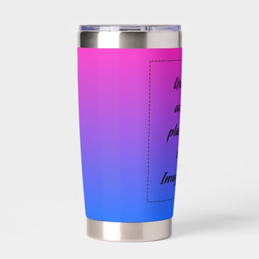Neon Gradiënt Donkerblauw naar Roze Geïsoleerde Drinkbeker (Voorkant)