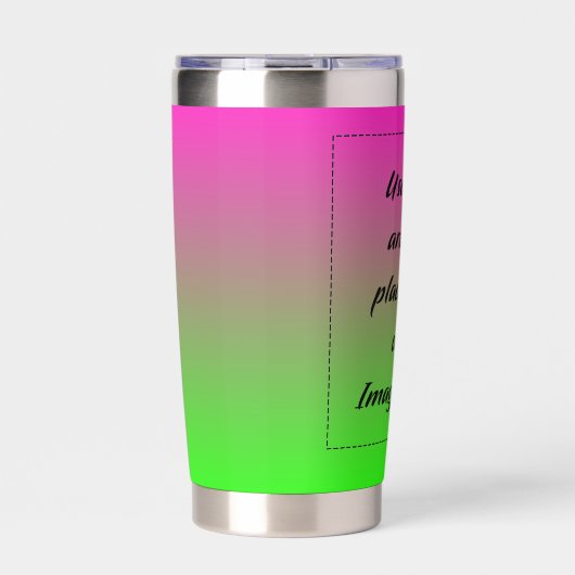 Neon Gradiënt Groen naar Roze Geïsoleerde Drinkbeker (Voorkant)