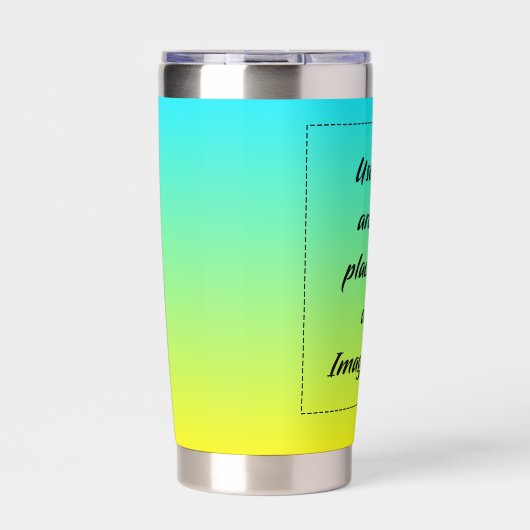 Neon Gradiënt Lichtblauw naar Geel Geïsoleerde Drinkbeker (Voorkant)