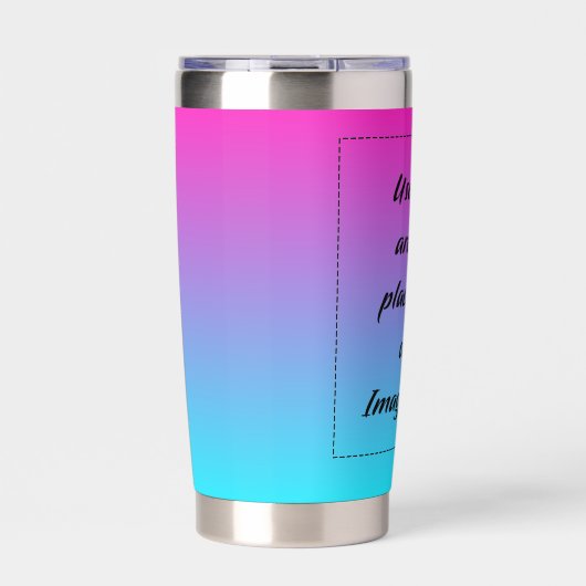 Neon Gradiënt Lichtblauw naar Roze Geïsoleerde Drinkbeker (Voorkant)