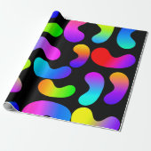 NEON GRADIENT MODERN BLACK PATTERN CADEAUPAPIER (Uitgerold)