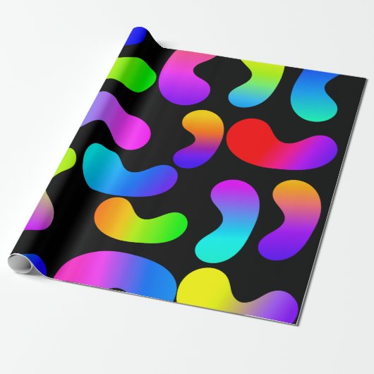 NEON GRADIENT MODERN BLACK PATTERN CADEAUPAPIER (Uitgerold)