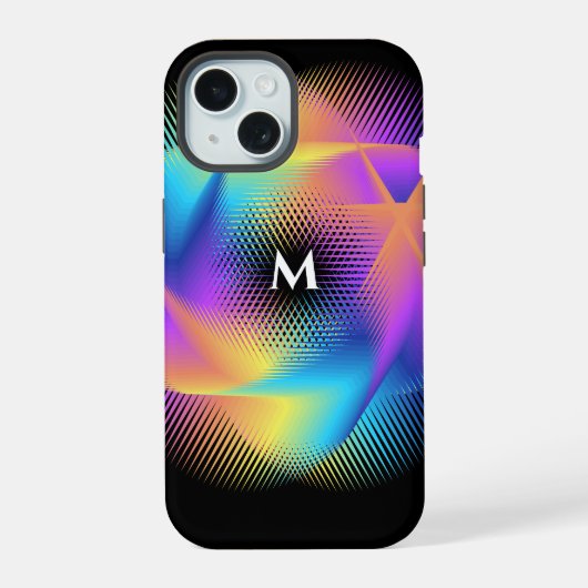  Neon Gradient Optical Illusion-ontwerp iPhone 15 Case (Achterkant)