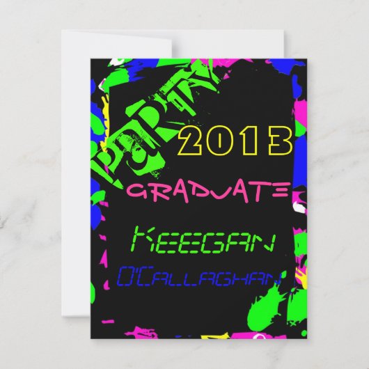 Neon Graduation Party Invitation Kaart (Voorkant)