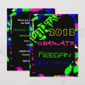 Neon Graduation Party Invitation Kaart (Voorkant / Achterkant)
