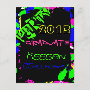 Neon Graduation Party Invitation Kaart