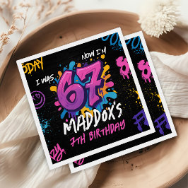 Neon Graffiti 6 7 Meme Trend Six Seven Birthday Servet