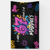 Neon Graffiti 6 7 Meme Trend Six Seven Birthday Spandoek (Verticaal)