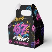Neon Graffiti 6 7 Meme Trend Zes Zeven Verjaardag Bedankdoosjes (Achterkant)