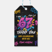 Neon Graffiti 6 7 Meme Trend Zes Zeven Verjaardag Cadeaulabel (Voorkant)