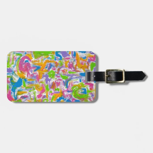 Neon Graffiti-Abstracte Art Brushstrokes Bagagelabel (Voorkant horizontaal)