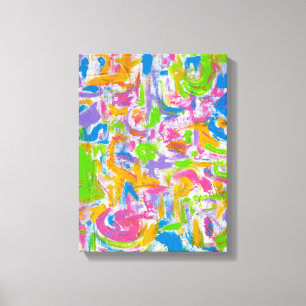 Neon Graffiti-Abstracte Art Brushstrokes Canvas Afdruk