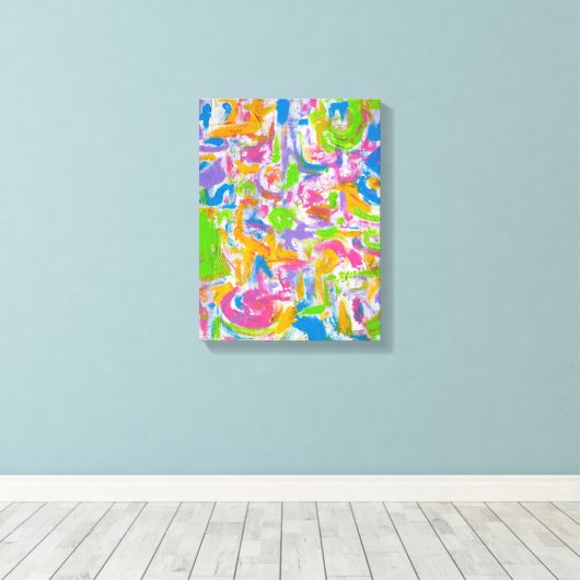 Neon Graffiti-Abstracte Art Brushstrokes Canvas Afdruk (Insitu (Houten vloer))