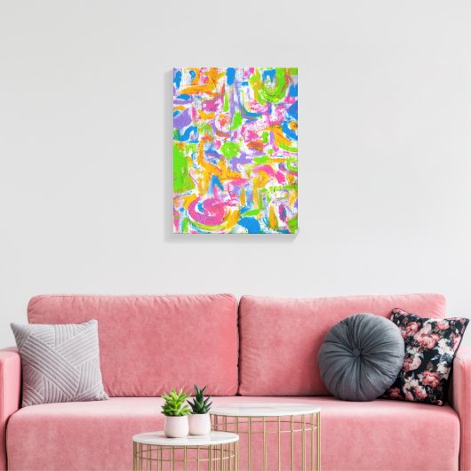 Neon Graffiti-Abstracte Art Brushstrokes Canvas Afdruk (Insitu (Woonkamer))