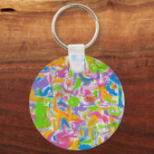 Neon Graffiti-Abstracte Art Brushstrokes Sleutelhanger (Voorkant)