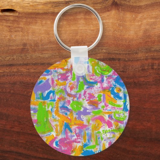 Neon Graffiti-Abstracte Art Brushstrokes Sleutelhanger (Voorkant)