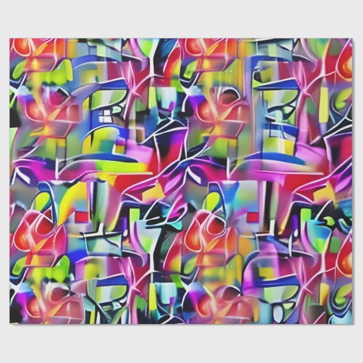 Neon Graffiti Cadeaupapier (Vlak)