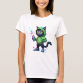Neon Graffiti Cat – Futuristische Cyberpunk Street T-shirt (Voorkant)