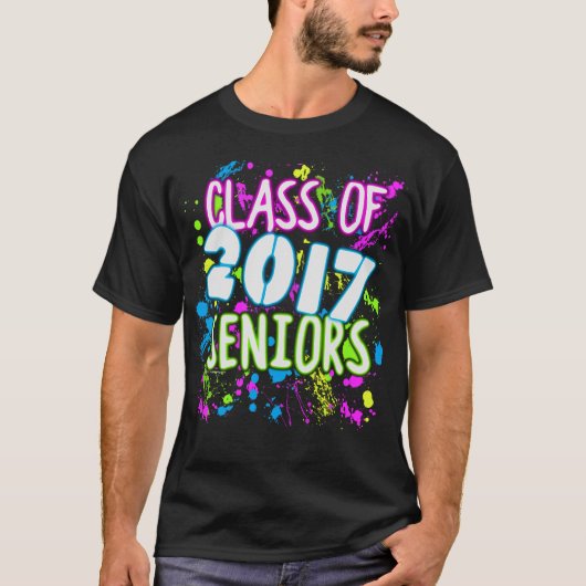 Neon Graffiti Class of 2017 Seniors Afstuderen T-shirt (Voorkant)