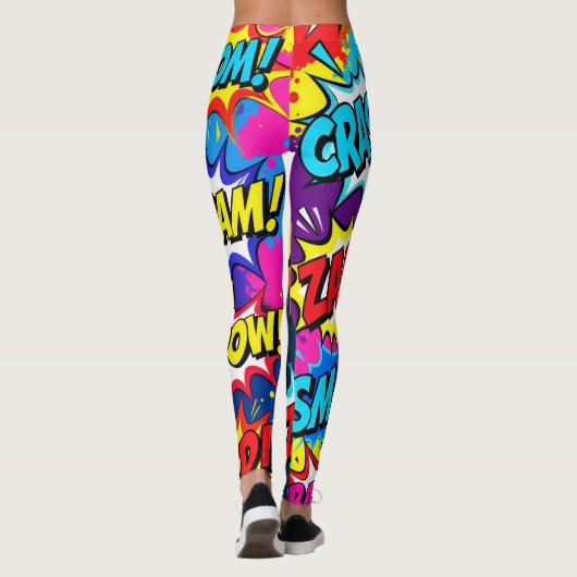 Neon Graffiti Comic Book Action Words Leggings (Achterkant)