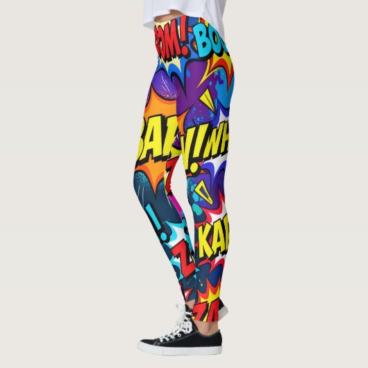 Neon Graffiti Comic Book Action Words Leggings (Links)