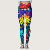Neon Graffiti Comic Book Action Words Leggings (Voorkant)